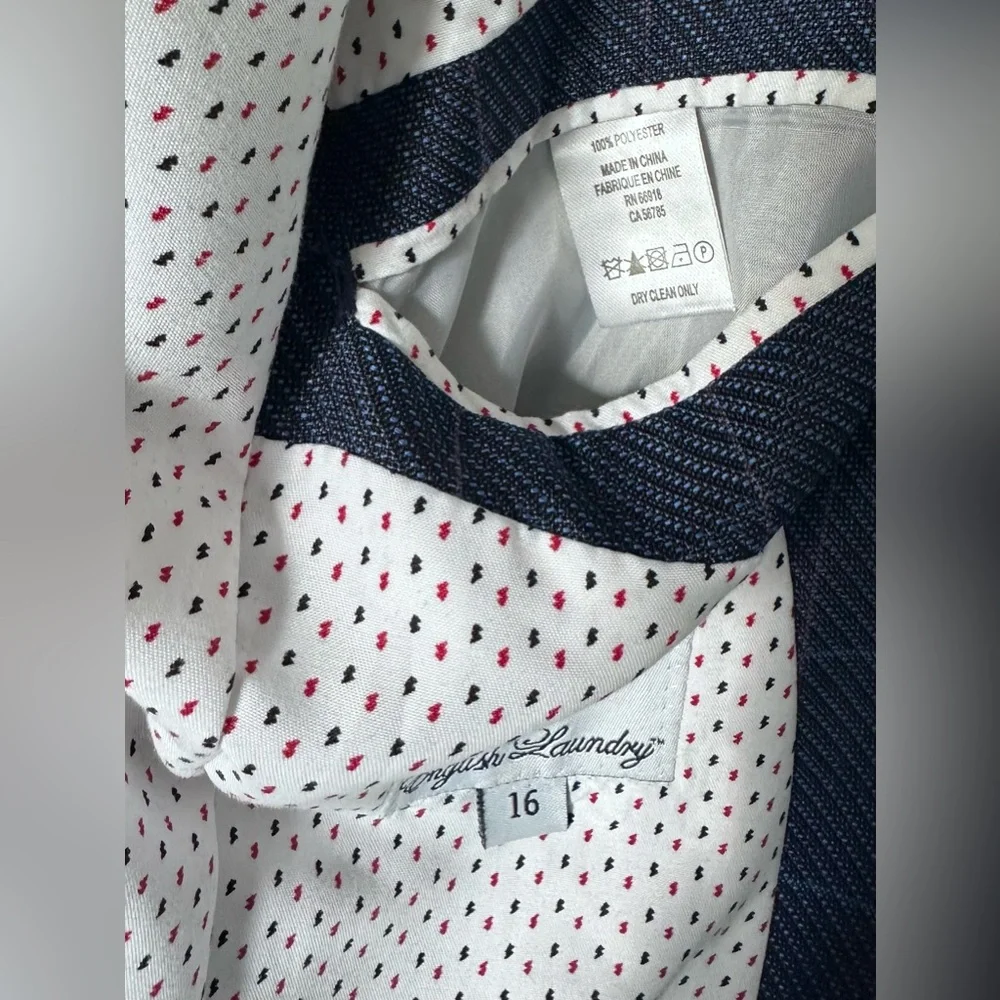 Boys English Laundry Navy & Orange Checkered Suit - Blazer & Pants